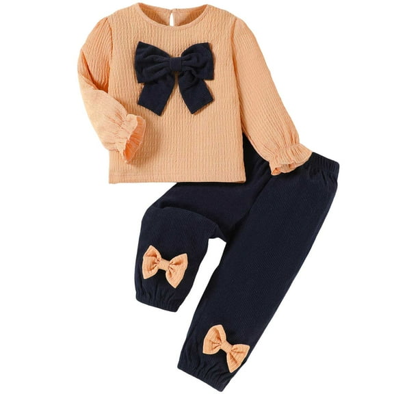 Gubotare Toddler Outfits for Girls Winter Toddler Baby Girl Fall Clothes Outfit Cute Sweatshirts   Pants Set Size 12 18 Months (Orange,12-18 Months)