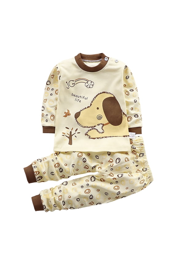 Toddler Pajamas Baby Pajamas Set Shirt and Pants Toddler Pjs Long Sleeve Sleepwear Size 6 12 Months (Light Yellow,6-12 Months)