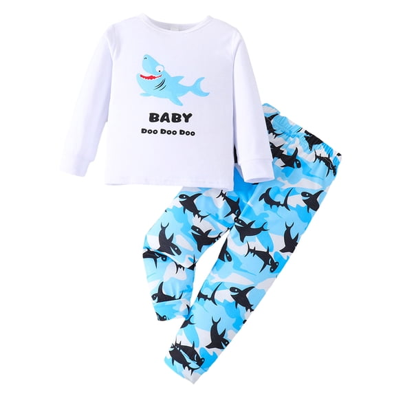 Gubotare Toddler Pajamas Boys 2 Piece Baby Pajamas Set Shirt and Pants Toddler Pjs Long Sleeve Sleepwear Size 3T 4T (Sky Blue,3-4 Years)