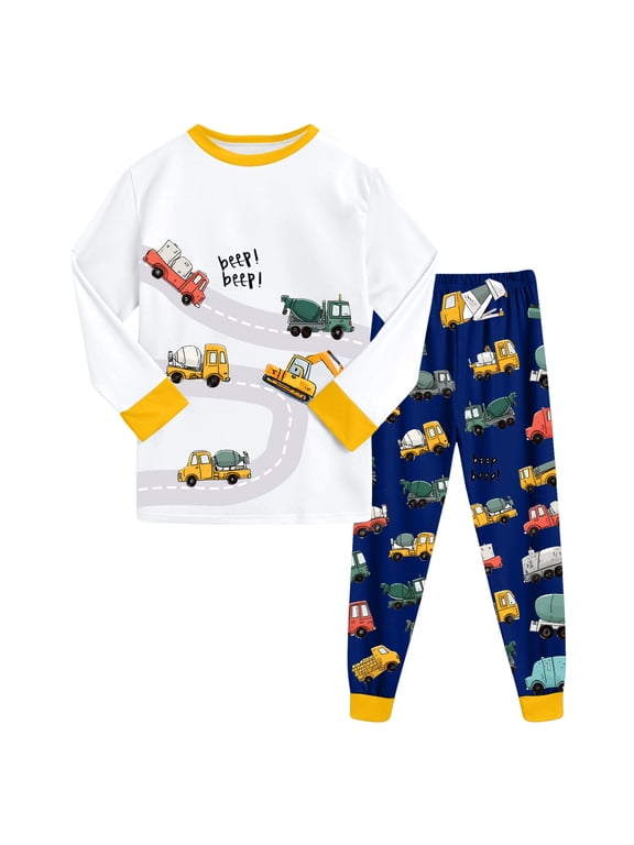 Toddler Pajamas Boys Boys' Simple Pattern Pajamas - Essential Cotton Sleep Set Size 2T 3T (Yellow,2-3 Years)