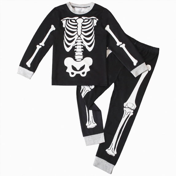 Gubotare Toddler Pajamas Boys Glow in The Dark Skeleton Candy Pjs Dinosaur Sleepwear Kids Halloween Clothes 2-10 Years