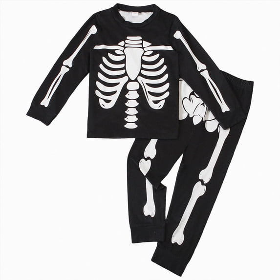 Gubotare Toddler Pajamas Boys Glow in The Dark Skeleton Candy Pjs Dinosaur Sleepwear Kids Halloween Clothes 2-10 Years