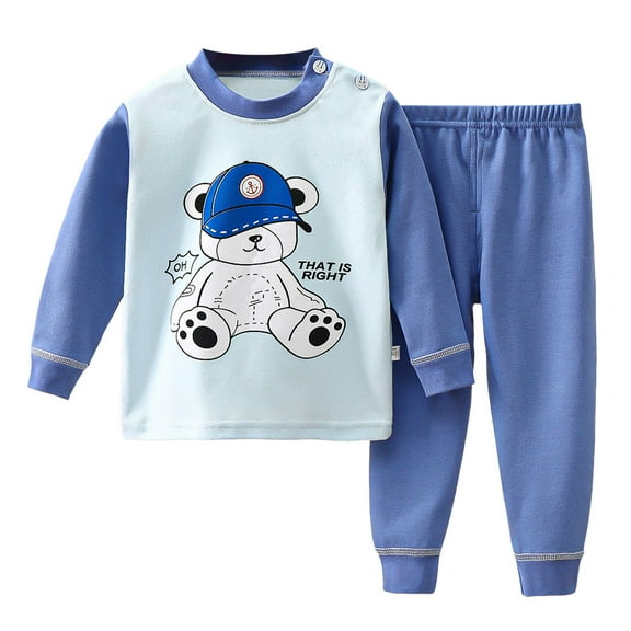 Gubotare Toddler Pajamas Boys Long Sleeve Kids Unisex Girls & Boys Soft Comfy Sleepwear Pajamas 2pcs Set Size 3T 4T (Blue,3-4 Years)