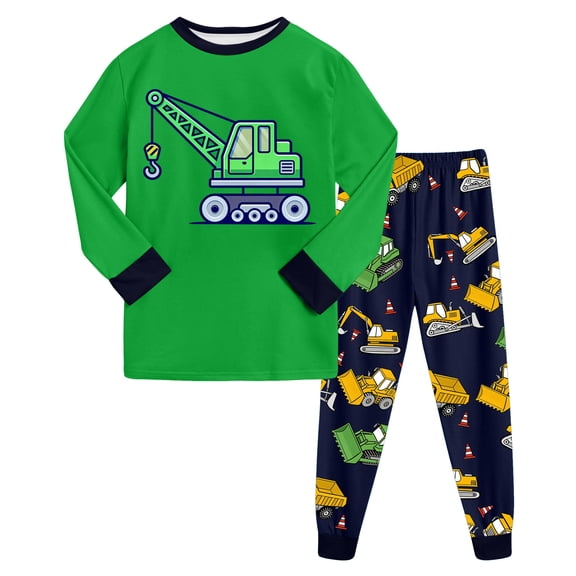 Gubotare Toddler Pajamas for Boys Long Sleeve Pajamas Set Ribbed Unisex Baby & Toddler, Soft, Snug-Fit, Everyday Sleepwear Size 7-8 Years (Green,7-8 Years)