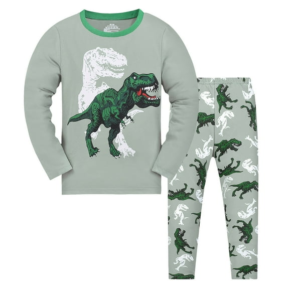Gubotare Toddler Pajamas Boys Long Sleeve Sets Boys' Pajama 2-Piece Set Size 7-8 Years (Green,7-8 Years)