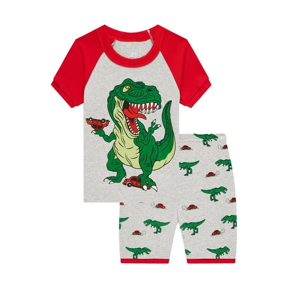 Gubotare Toddler Pajamas for Boys Toddler Boys Pajamas Monster Truck Pjs Kids Dinosaur Short Sets Summer Sleepwear for Boy Jammies Size 7-8T (Green,7-8 Years)