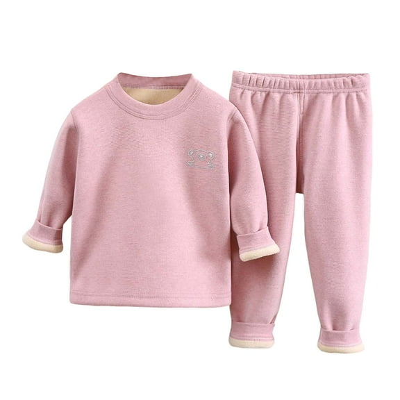 Gubotare Toddler Pajamas Boys Toddler Pajamas Baby Kids Boys Girls Long Sleeve Cartoon Print Printed Tops Pants Pajamas Outfit Set Size 1T 2T (Light Pink,1-2 Years)