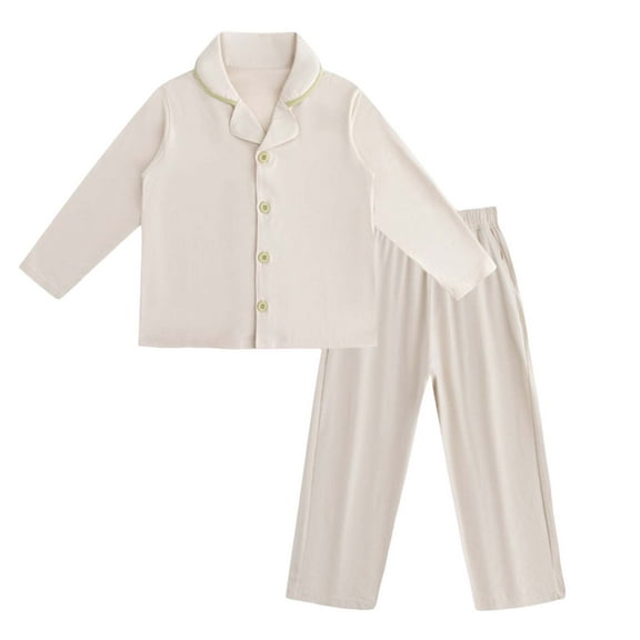 Gubotare Toddler Pajamas Set Boys Pajamas Kids & Toddler Long Sleeve Pjs Ribbed Comfort Stretch for Active Boys Size 3T 4T (Beige,3-4 Years)