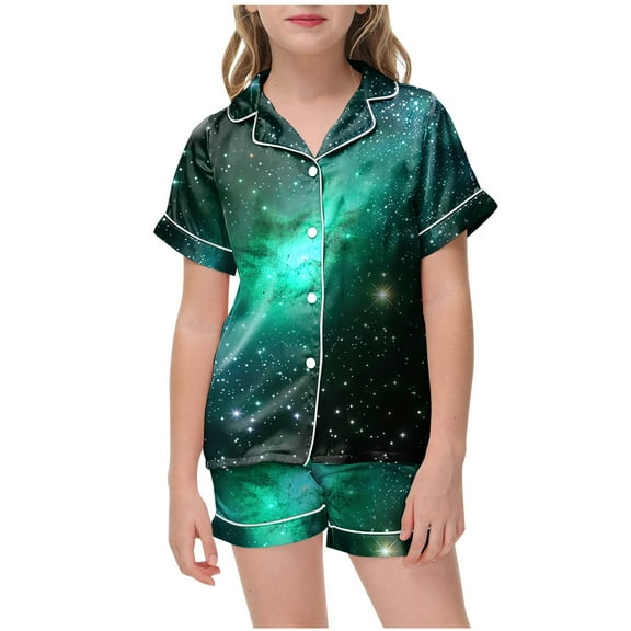 Gubotare Toddler Pajamas Summer Peach Girls Short Sleeve Top and Shorts Pajama Set, 2-Piece,Mint Green 2-3 Years