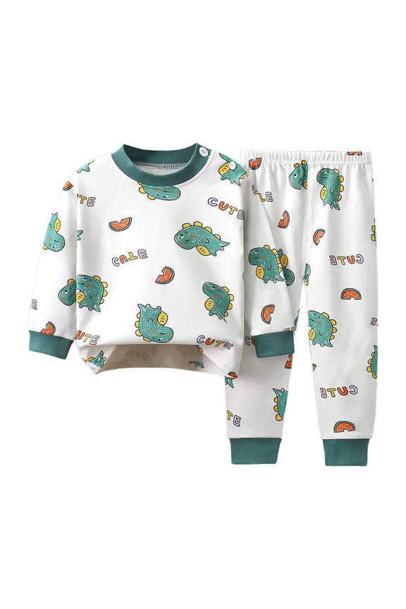 Pjs for Boys Toddler Kids Boys Girls Cotton Sung Fit Sleepwear Pajamas 2pcs Pjs Set Size 12 18 Months (Green,12-18 Months)