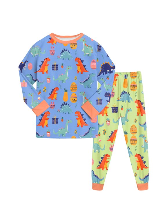 Toddler Pajamas for Boys Long Set Baby Pajamas Set Shirt and Pants Toddler Pjs Long Sleeve Sleepwear Size 7-8 Years (Blue,7-8 Years)