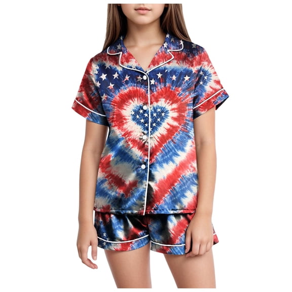 Gubotare Toddler Pajamas for Girls Girls Short Sleeve Top and Sleep Short Pajama Set, 2-Piece (Dark Blue,Size 2-3 Years)