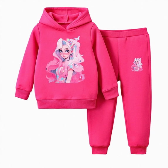 Gubotare Toddler Pant Sets for Girls Girls Clothes 2PCS Pullover Hoodie Sweatshirt with Kangaroo Pocket Sweatpants Outfits 2T 3T (Hot Pink,2-3 Years)