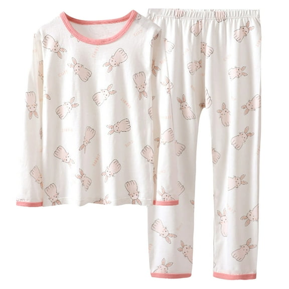 Gubotare Toddler Pjs Pajamas Set for Boys Girls Button Down Long Sleeve Sleepwear Lightweight Elastic Waist Pants Set Size 2T 3T (White,2-3 Years)
