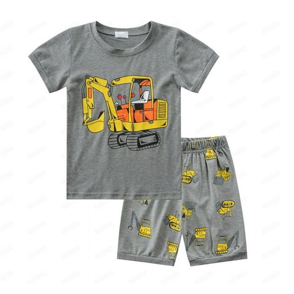 Gubotare Toddler Pjs Soft Pajamas for Toddler Boys Short Sleeve Sleepwear with Shorts Cool Print Pjs Comfort Loungewear Size 12-24 Months (Grey,12-24 Months)