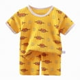 thumbnail image 1 of Gubotare Toddler Pjs Unisex-Baby Toddler and Kids Short Sleeve Top and Pants Pajama Set 3T 4T (Yellow,3-4 Years), 1 of 4