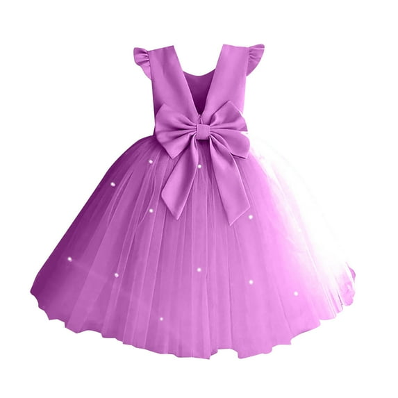 Gubotare Toddler Prom Dress Girls Tulle Dress Toddler Layered Tutu Dresses Rainbow Sequin Summer Party Birthday Wedding Cake Dress (Purple,Size 3-4 Years)