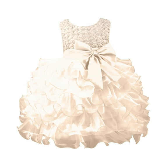 Gubotare Toddler Prom Dresses Baby Girl Tulle Dress Casual Flower Embroidery Toddler Dresses (Gold,Size 6-12 Months)