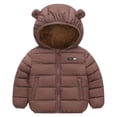 thumbnail image 1 of Gubotare Toddler Puffer Jacket Girl Baby Kids Winter Coat Puffer Down Jacket Windproof Light Winter Jacket Hooded Outwear Size 12 18 Months (Coffee,12-18 Months), 1 of 4