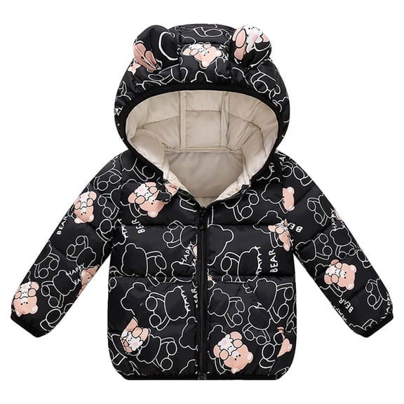 Gubotare Toddler Puffer Jacket Infant Toddler Baby Girls' Winter Jacket Fleece Lined Quilted Bubble Puffer Coat for Girls 4T 5T (Black,4-5 Years)