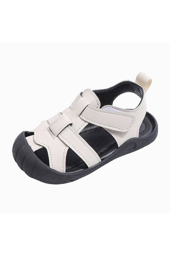 Toddler Sandal Baby Boys Girls Sandals Rubber Sole Outdoor First Walker Toddler Girls Boys Summer Shoes Size 9 (Beige,9 Toddler)