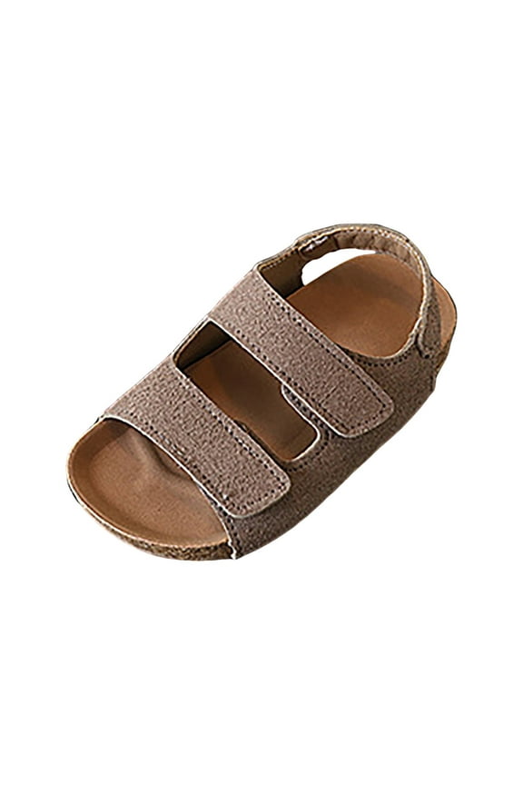 Toddler Sandals Boys Toddler Sandals Boys Girls Cork Footbed Sandals Kids Adjustable Back Strap Slippers Double Buckle Slide Beach Shoes for Indoor Outdoor Size 10 (Grey,10 Toddler)