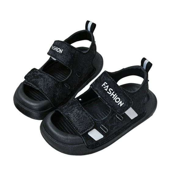 Gubotare Toddler Sandals Boys Wide Unisex Kids Summer Slide Sandals Baby Comfort Anti-Slip Open Toe Adjustable Walking Beach Shower Shoes for Boys Girls Size 11.5 (Black,11.5 Little Kids)