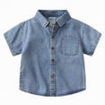 thumbnail image 1 of Gubotare Toddler Shirt Boys' Short Sleeve Henley Shirt - Summer Cotton Casual Dress Tops Size 6-7 (Blue,6-7 Years), 1 of 9