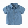 thumbnail image 1 of Gubotare Toddler Shirts Boys Casual Boys' Short Sleeve Shirt Button Down Shirts 2T 3T (Light Blue,2-3 Years), 1 of 4