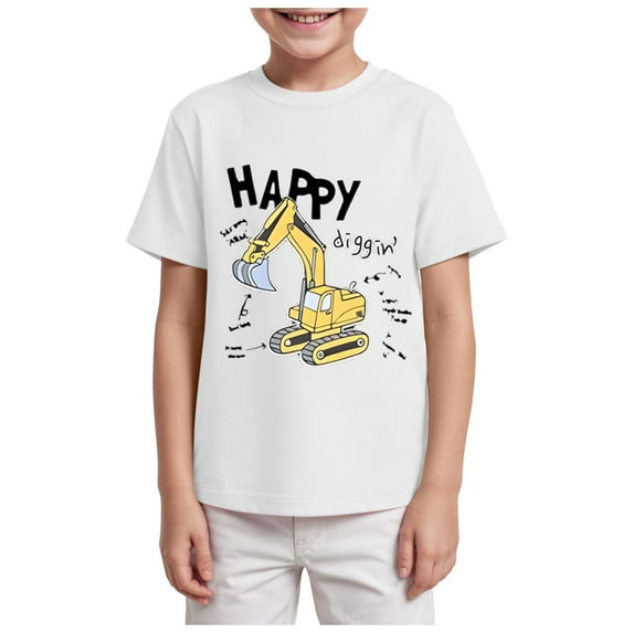 Gubotare Toddler Shirts Boys Short Sleeve Crew Neck T-Shirt with Chest Print | Soft Cotton Sizes 9-10T (White,9-10 Years)