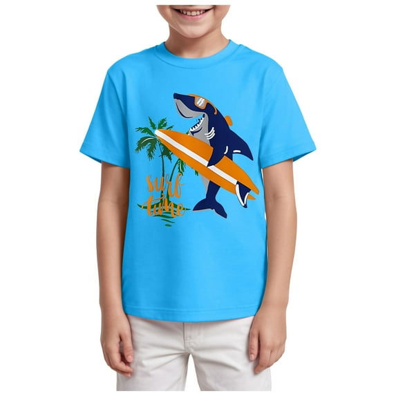 Gubotare Toddler Shirts Boys Short Sleeve Toddler Boys Shirts Short-Sleeve Little Kids t Shirts Boys' Tops, Tees & Shirts Graphic TEE Sizes 11-12T (Sky Blue,11-12 Years)