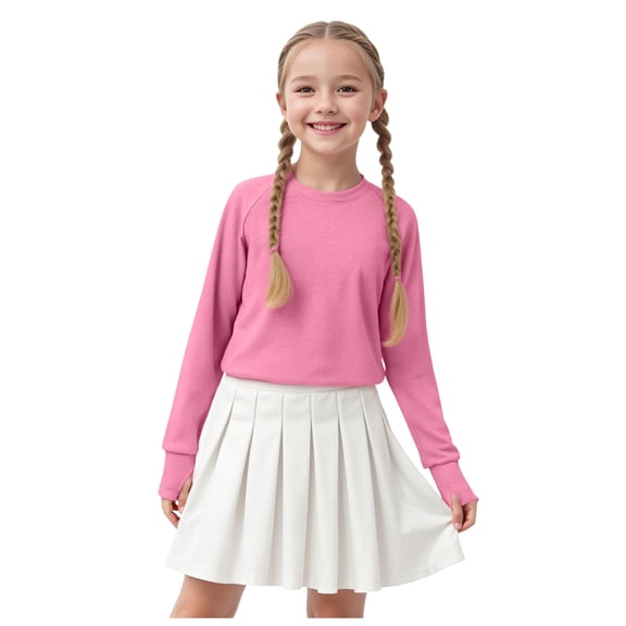 Gubotare Toddler Shirts Girl's Round Neck Long Sleeve T Shirts Crop Top Tee Girls Long Sleeve Shirts Size 3T 4T (Pink,3-4 Years)