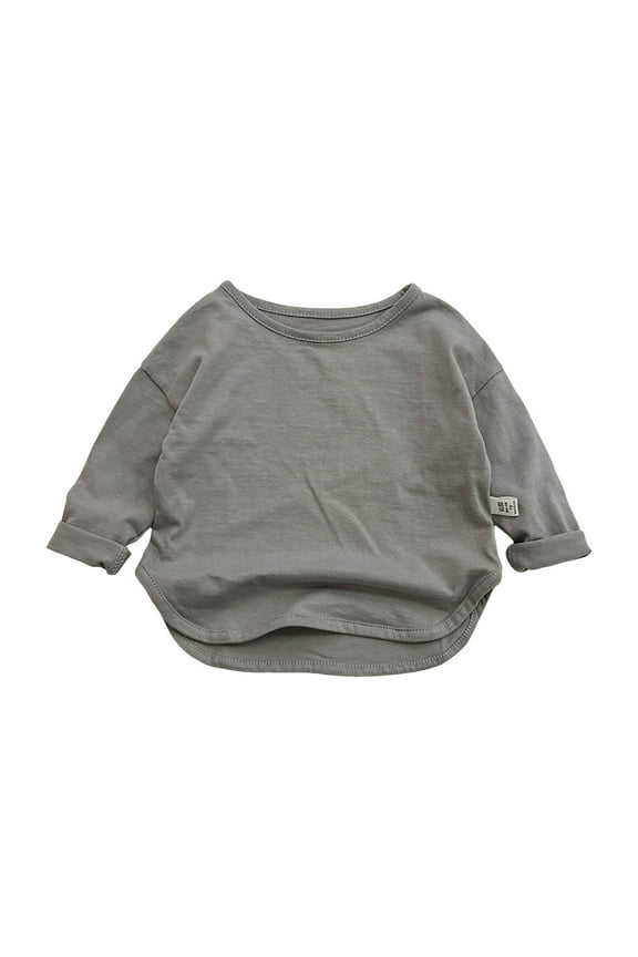 Toddler Shirts for Girls Infant/Toddler Girl Long Sleeve Shirt - Basic Baby Tees, Blouses, Tops - Solid Print & Ruffled Tshirts Size 18 24 Months (Dark Gray,18-24 Months)