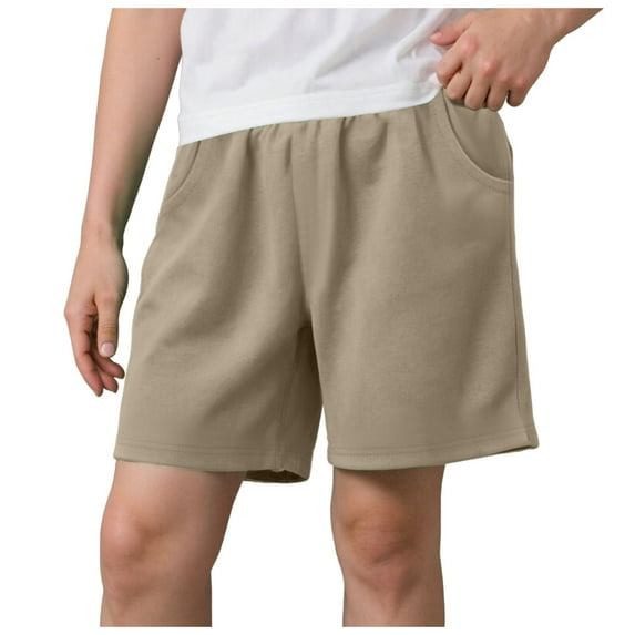 Gubotare Toddler Shorts Boys Adjustable Waist Unisex Baby Toddler Cotton Shorts with Drawstring Baby Pull-on Soild Shorts Soft Clothes for Summer Daily (Khaki,Size 5-6 Years)