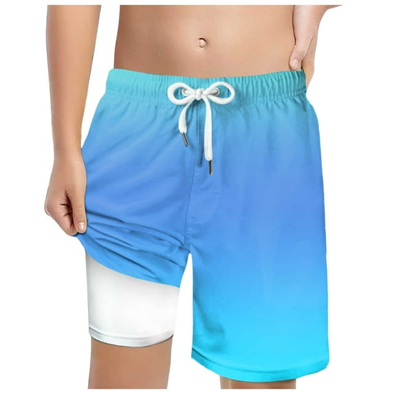 Gubotare Toddler Shorts Boys Athletic Boy's Graphic Elastic Waist Shorts Wide Leg Summer Track Shorts (Blue,Size 13-14 Years)