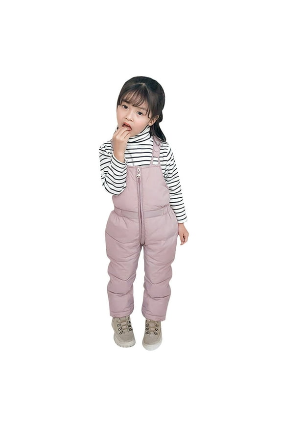 Toddler Snow Pants Baby Boy Girl Winter Clothes Down Puffer Coat Waterproof Warm Snow Ski Bib Overalls Snowsuit 12 18 Months (Pink,12-18 Months)