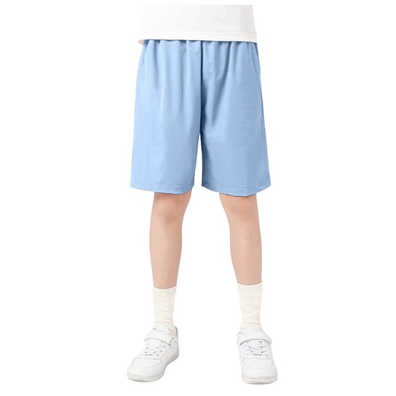 Gubotare Toddler Soccer Shorts Boys Toddler Baby Boys Shorts Toddler Boys Cotton Shorts with Drawstring Casual Elastic Waist Clothes for Summer (Light Blue,Size 6-7 Years)