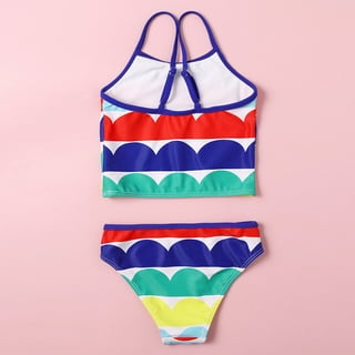 Gubotare Girls's Swimsuit Three Piece Rainbow Bikini Swimsuit For