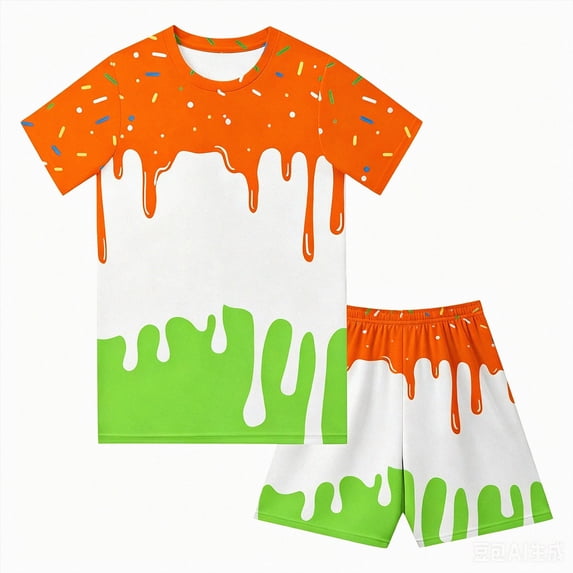 Gubotare Toddler Summer Outfits Boy Kids Athletic Short Sleeve T-Shirt & Shorts Set Sport Activewear for Boys Girls Breathable Summer Outfit 2T 3T (Orange,2-3 Years)