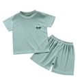 thumbnail image 1 of Gubotare Toddler Summer Pajamas Pattern Short Pajama Sets Cotton Sleepwear Two Piece Top and Bottom Soft Nightwear PJS Size 5-6T (Mint Green,5-6 Years), 1 of 7