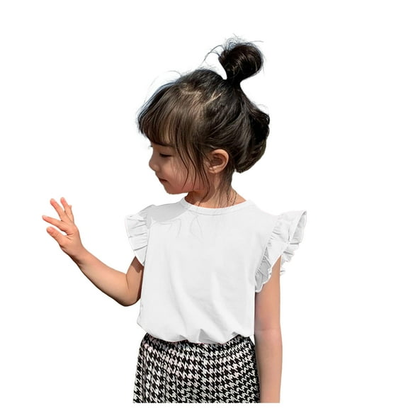 Gubotare Toddler Summer Shirts Girls Girls' T Shirts Short Sleeve Fashion Blouse Summer Tee Tops Size 5T 6T (White,5-6 Years)