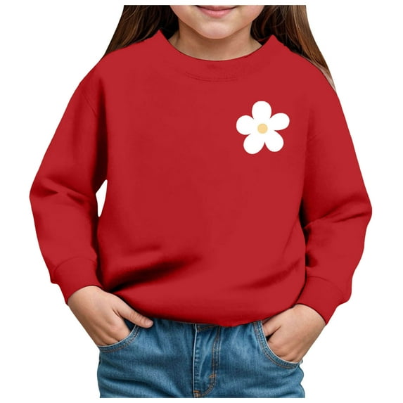 Gubotare Toddler Sweatshirt Girls Crewneck Sweatshirt Long Sleeve Pullover Tops Sweatshirts Size 2T (Red,2 Years)