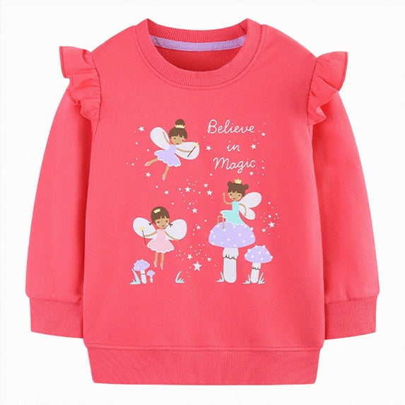 Gubotare Toddler Sweatshirts for Girls Girls Sweatshirts Toddler Baby Girls Shirt Pullover Teen Girls Crop Sweatshirts 1T 2T (Hot Pink,1-2 Years)