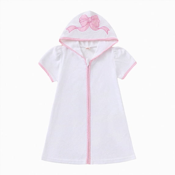 Gubotare Toddler Swim Cover Ups Toddler Baby Swim Cover Up Boy Girl Terry Cloth Hooded Zip-up Cover Ups for Swimwear Summer Beach 3T 4T (Pink,3-4 Years)