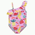 thumbnail image 1 of Gubotare Toddler Swim Suit Girl Girls' Morgan Floral Ruffle 1-Shoulder One Piece Swimsuit 1T 2T (Pink,1-2 Years), 1 of 7