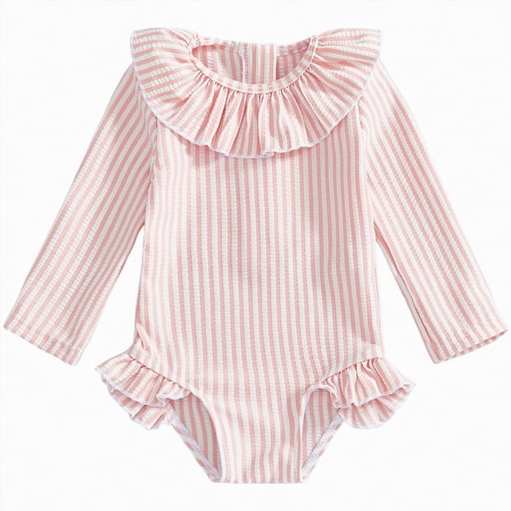 Gubotare Toddler Swimsuits for Girls Long Sleeve Girls Long Sleeve One Piece Swimsuit Full Coverage Beach Sunsuit Swimwear with Zipper 4T 5T (Pink,4-5 Years)