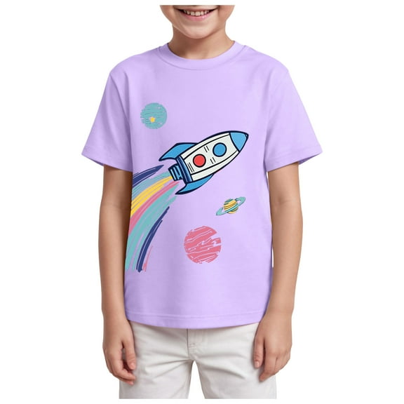 Gubotare Toddler T Shirts for Boys Toddler Baby Boys Tops Cartoon Dinosaur Print Tees Kids Cotton Clothes Summer Short Sleeves T-Shirts Size 2T 3T (Purple,2-3 Years)