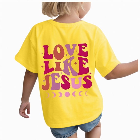 Gubotare Toddler T Shirts Girls Graphic Tees Short Sleeve Crewneck Cute T Shirts Tops for Teens Summer Tops (Yellow,3-4 Years)