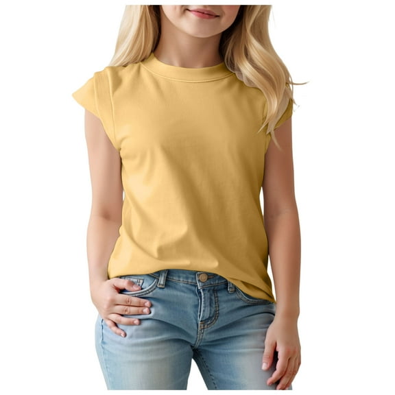 Gubotare Toddler T Shirts T Shirt for Baby Girls Cotton T-Shirt Short Sleeve Tops Toddler Baby Announcement Tees Outfits Size 1T 2T (Yellow,1-2 Years)