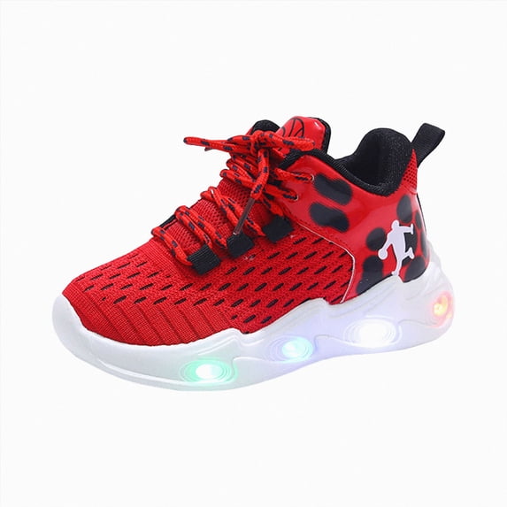 Gubotare Toddler Tennis Shoes Led Light Up Shoes for Toddler Boys Girls Sneakers with Rechargeable Flashing Lights Non-Slip Sole for Kids Birthday and Outdoor Activities Size 1 (Red,1 Big Kid)